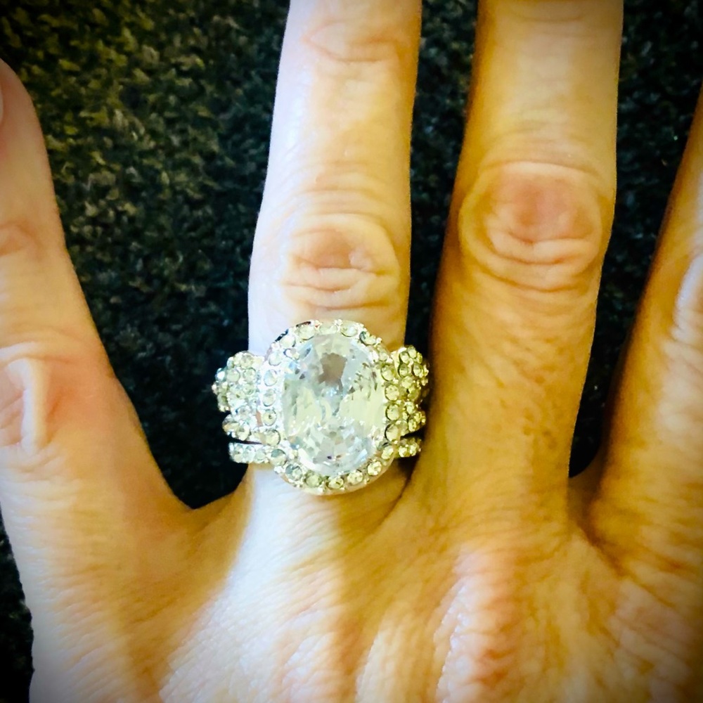 Silver and CZ dinner/wedding ring